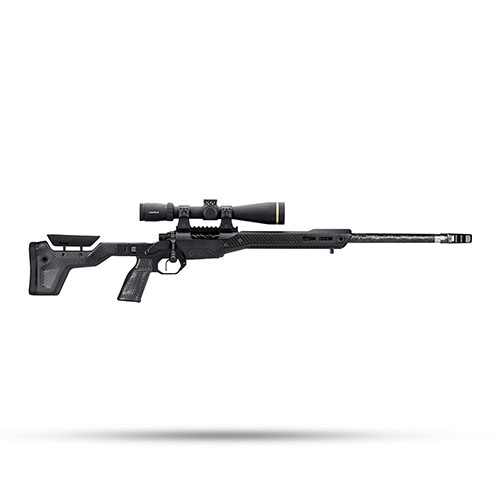 Das MDT HNT 26 Chassis ist leicht, aus Carbon gefertigt, mit klappbarem Stock, ARCA-Vorbau und snag-freier Bauweise - perfekt für deine Jagdabenteuer!